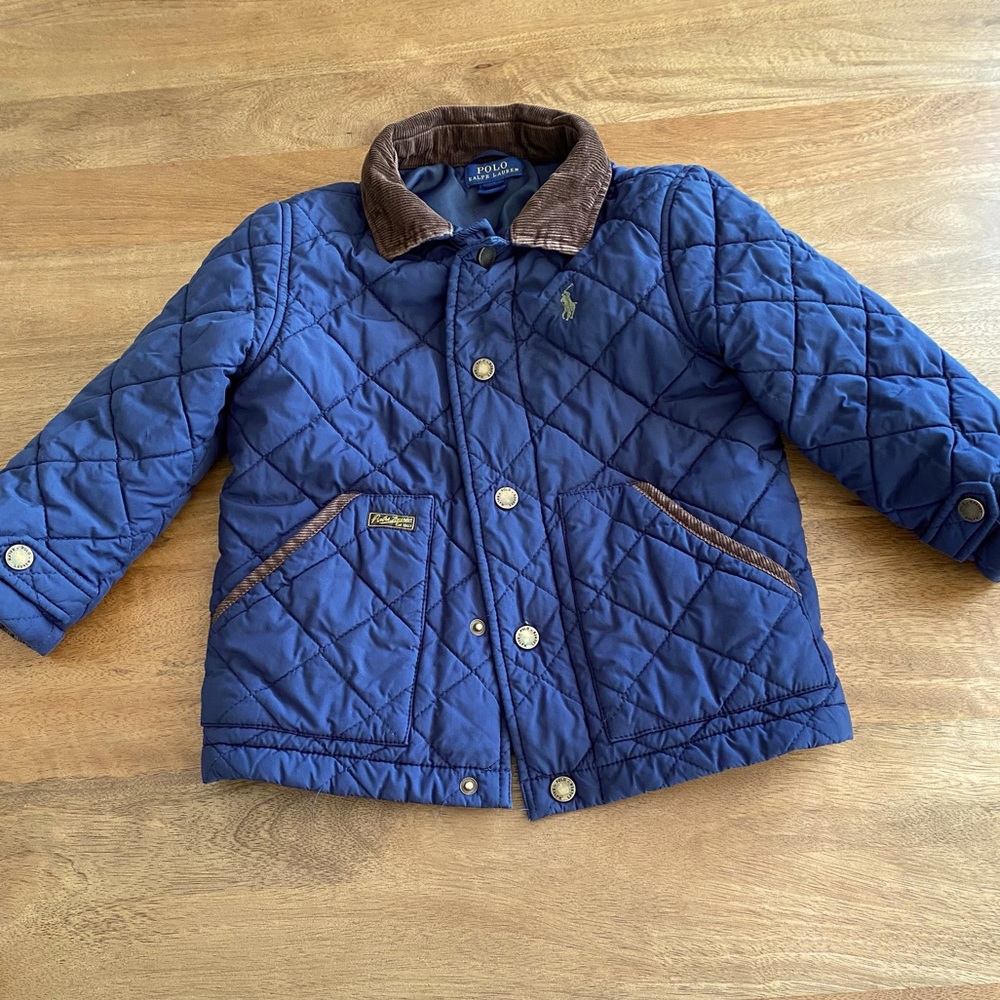 Polo Ralph Lauren navy blue quilted fall jacket, size 4T.